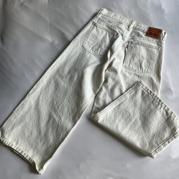 Levi's Wide Leg Denim Jeans - Ivory White - Size 28 - Picture 7 of 9